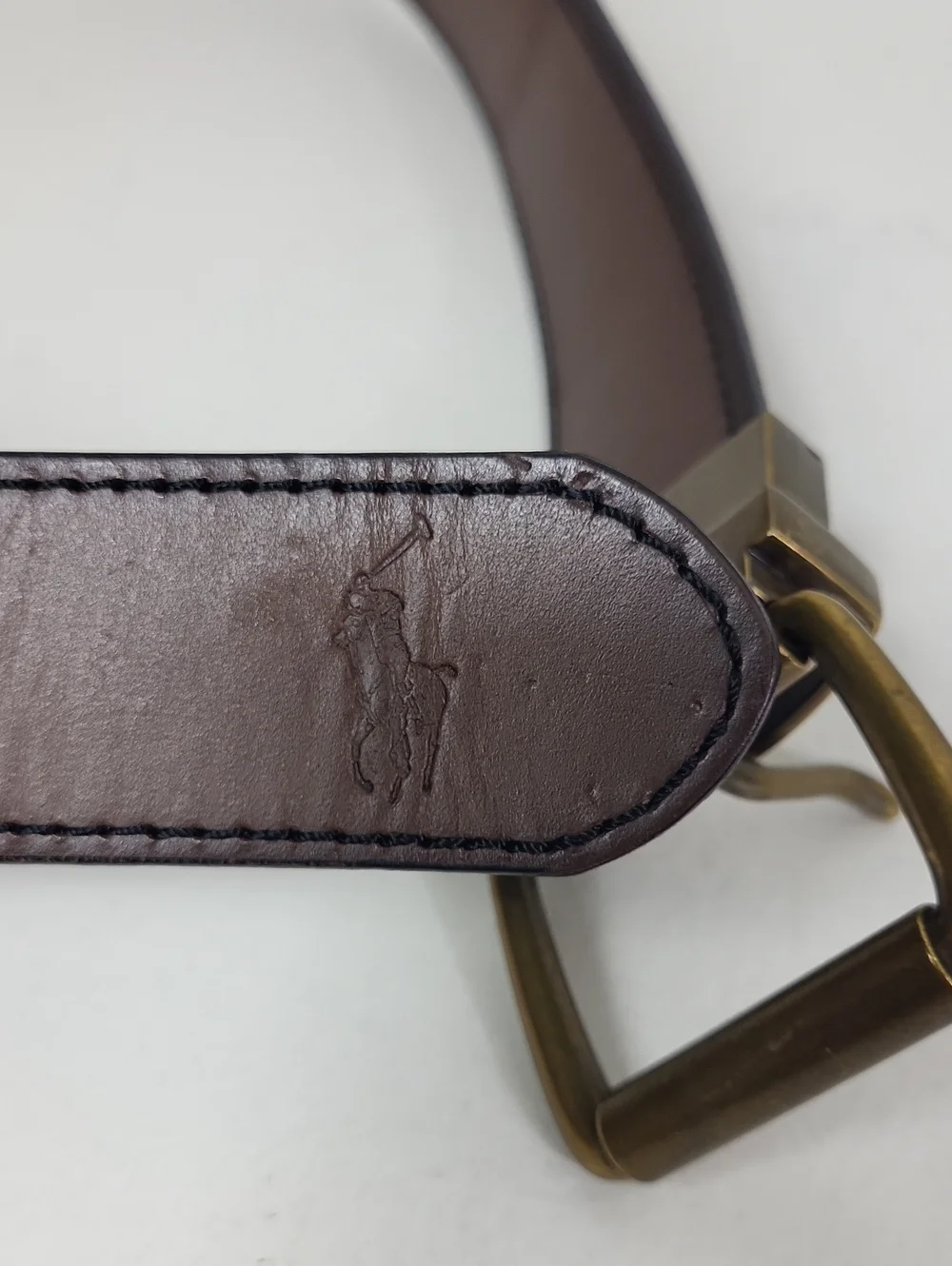Polo by Ralph Lauren Reversible Black/Brown Leather Belt with Brass Buckle.